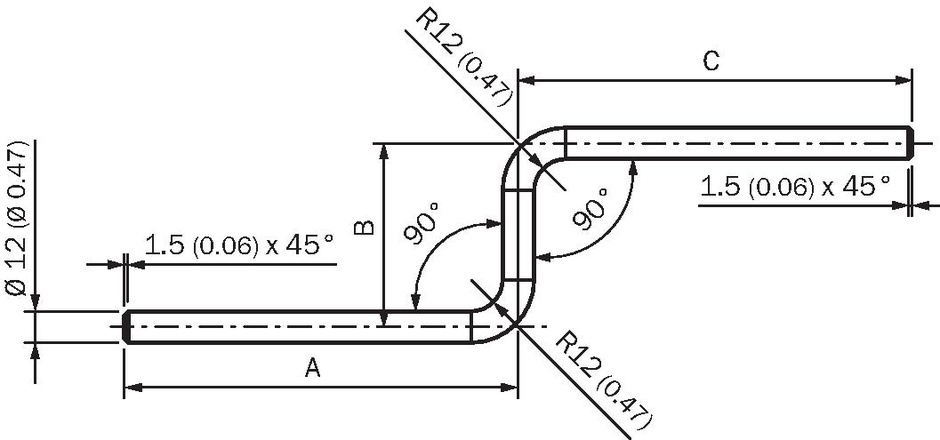 Barre de montage en Z BEF-MS12Z-C ø12 100 x 150 x 200mm acier Sick