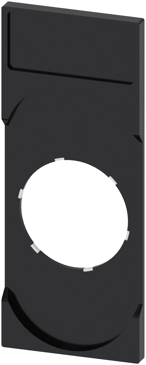 Porte-étiquette, 22mm, pour boutons-poussoirs à double touche, plat, noir, pour plaquette de repérage 12,5 mm x 27 mm Siemens 