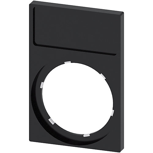 Porte-étiquette, 22mm, Cadre anguleux en bas, noir, pour plaquette de repérage 12,5 mm x 27 mm, à coller Siemens 