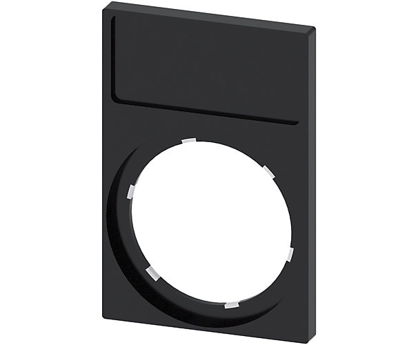 Porte-étiquette, 22mm, Cadre anguleux en bas, noir, pour plaquette de repérage 12,5 mm x 27 mm, à coller Siemens 
