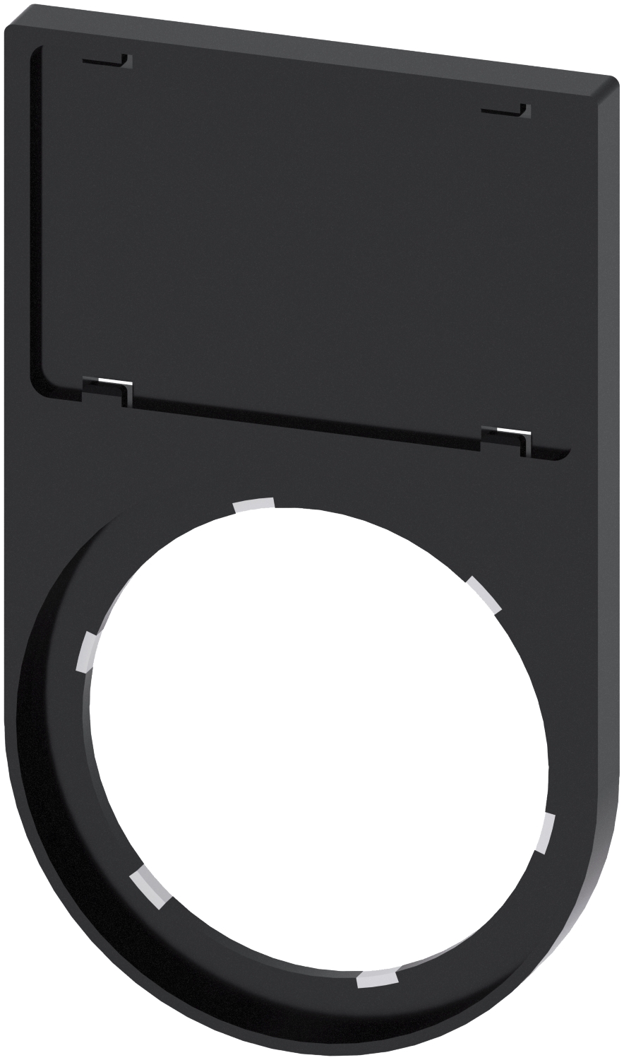 Porte-étiquette, 22mm, plat, Cadre arrondi en bas, noir, pour plaquette de repérage 17,5 mm x 27 mm, à encliqueter Siemens