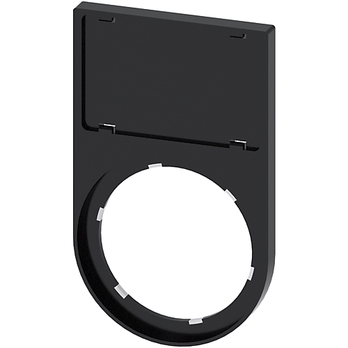 Porte-étiquette, 22mm, plat, Cadre arrondi en bas, noir, pour plaquette de repérage 17,5 mm x 27 mm, à encliqueter Siemens 