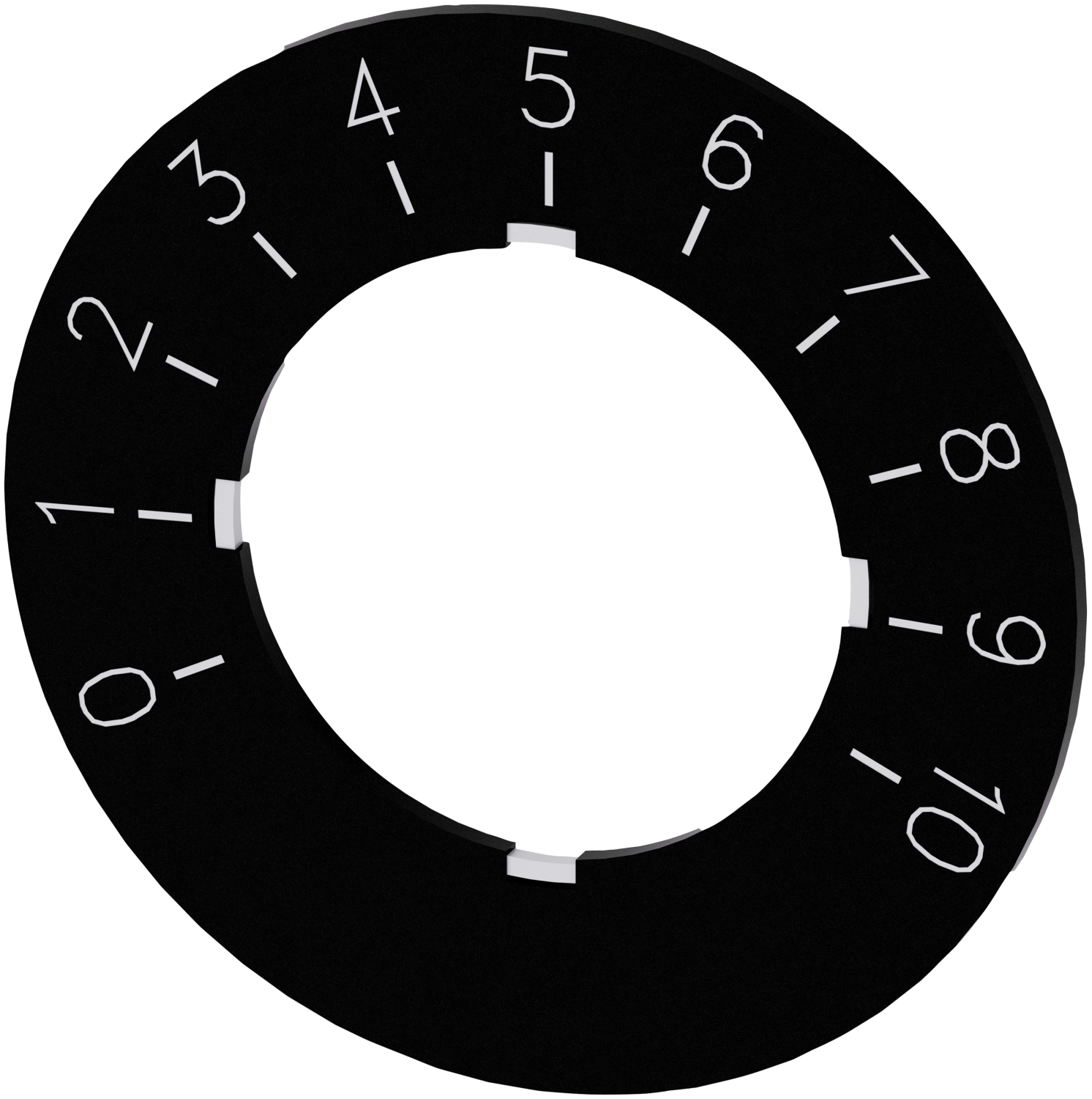  Plaquette de repérage pour potentiomètre, Plaquette noire, sans inscription, diamètre extérieur 40 mm, 