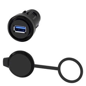 Raccordement USB 22 mm plastique noir Siemens