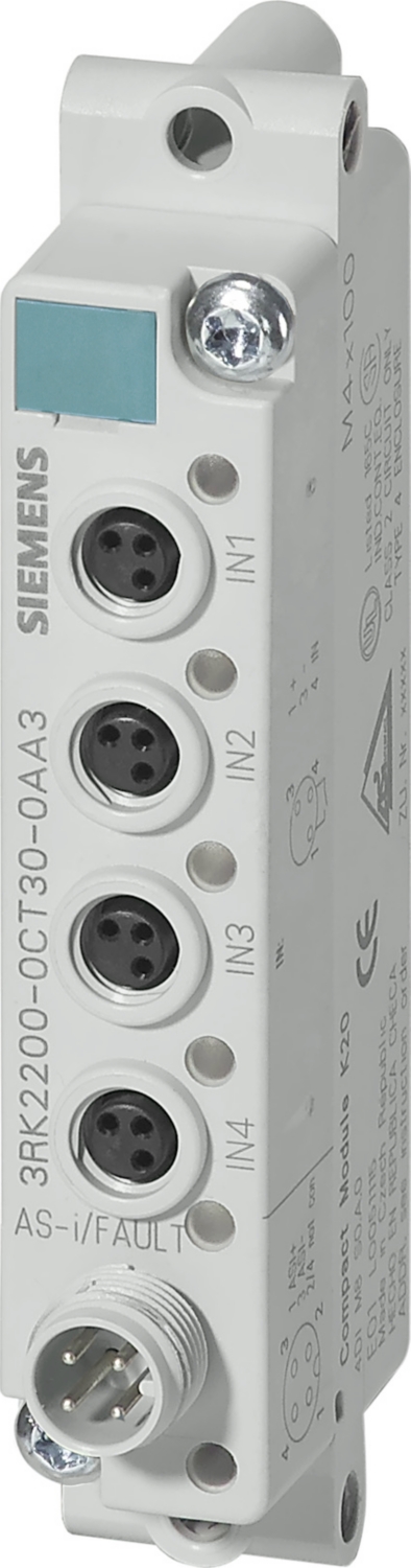 Module Compact AS-I K20, IP67, NUM., 4DI/4DO, 4 x entrée Siemens 