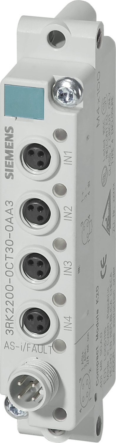 Module Compact AS-I K20, IP67, NUM., 4DI/4DO, 4 x entrée Siemens