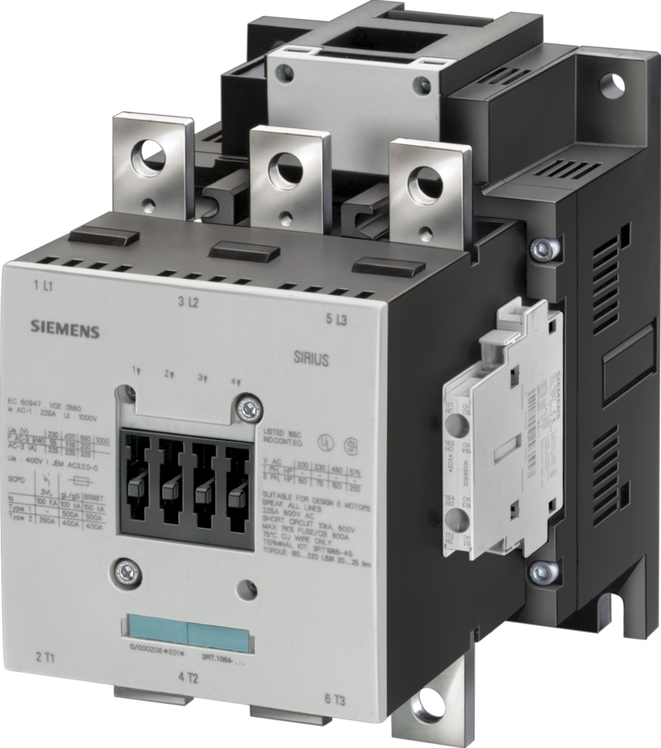 Contacteur moteur 3RT, 110kW 110-127V Siemens