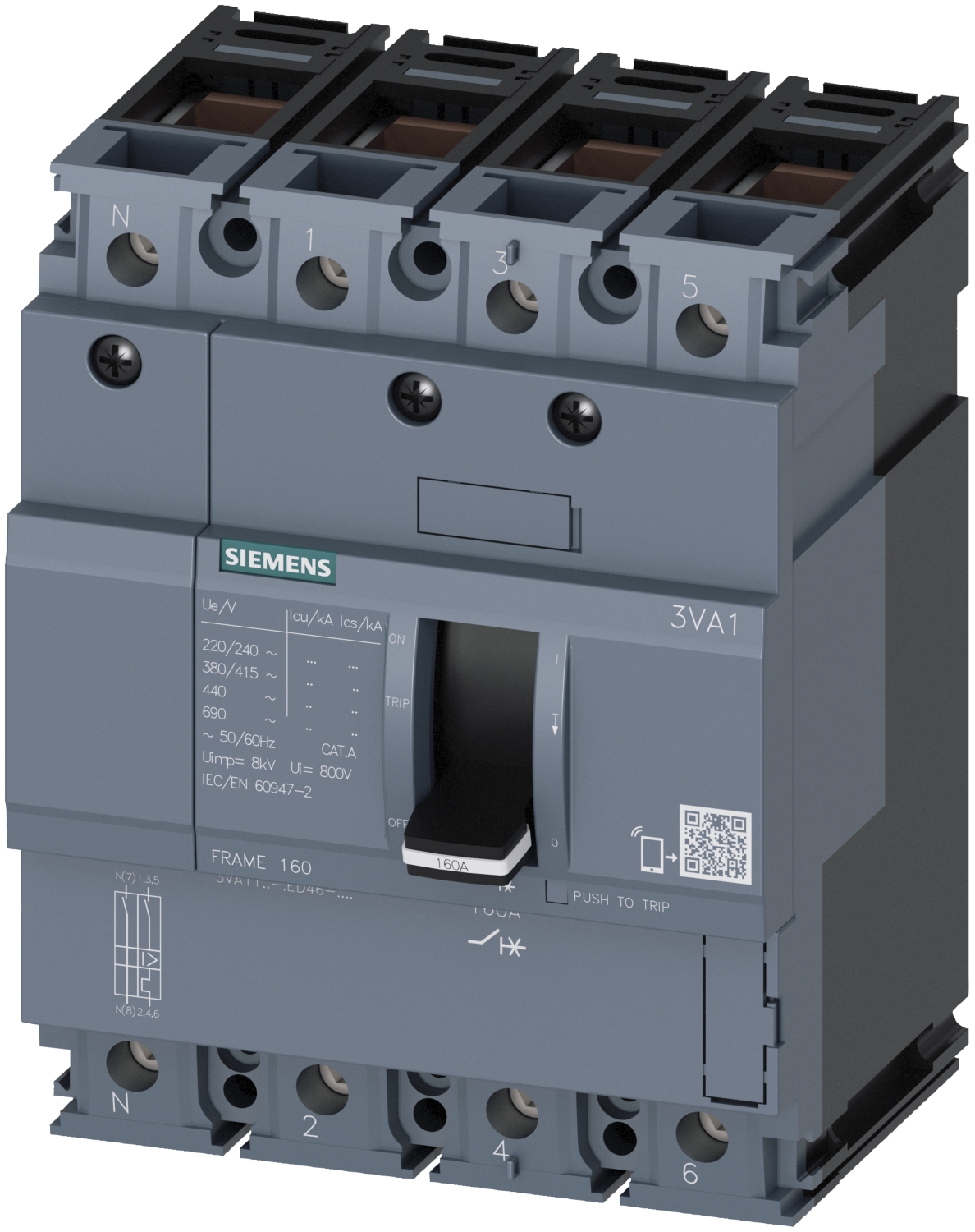 Disjoncteur 3VA1 CEI cadre 160 classe de coupure S Siemens