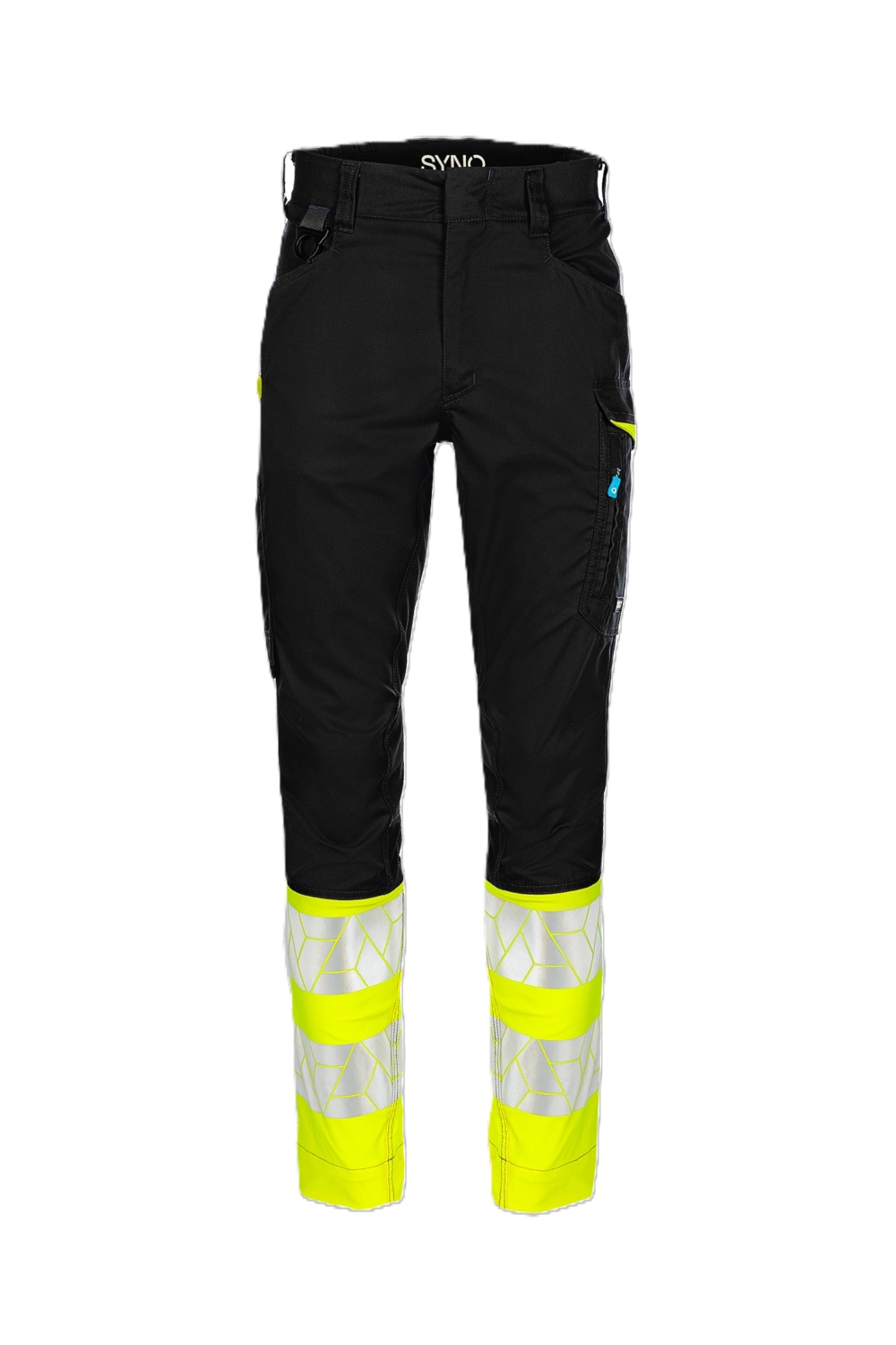 Pantalon HV polyester recyclé coton mixte Qlear noir / jaune
