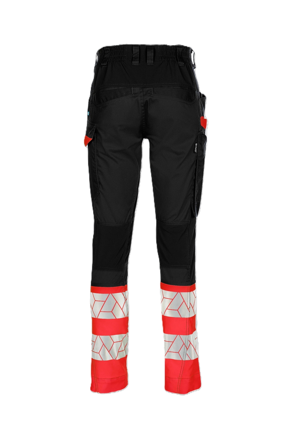 Pantalon HV polyester recyclé coton mixte Qlear noir / rouge Synq