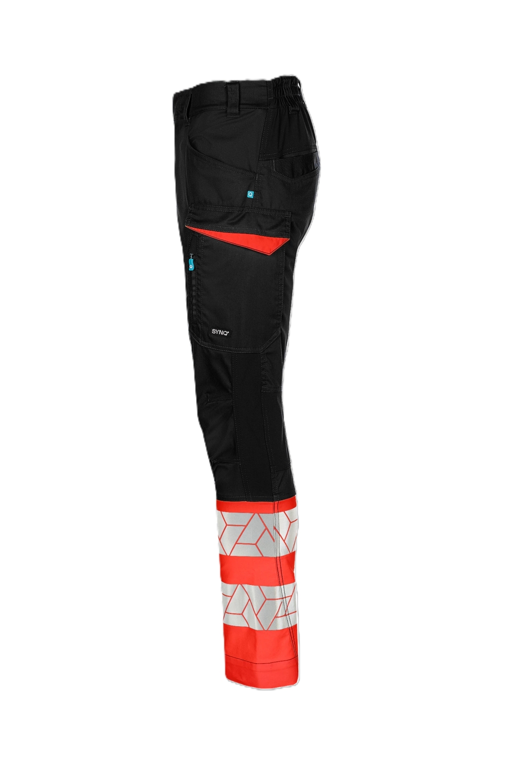 Pantalon HV polyester recyclé coton mixte Qlear noir / rouge Synq