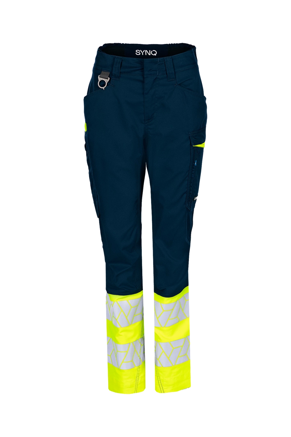 Pantalon HV polyester recyclé - coton femme Qlear jaune / marine