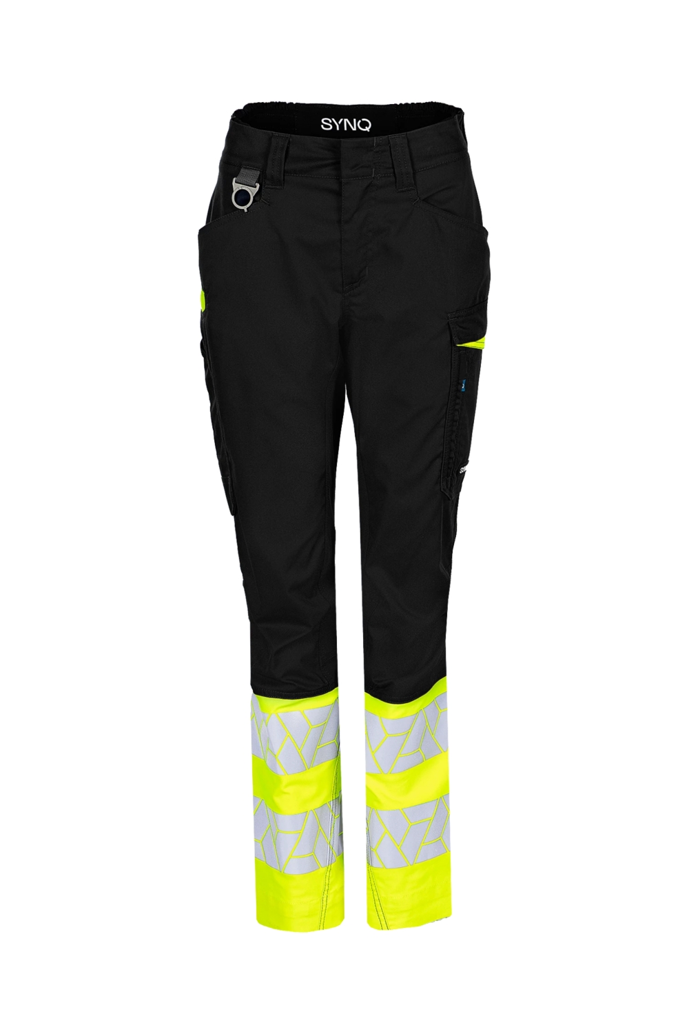 Pantalon HV polyester recyclé - coton femme Qlear jaune / noir