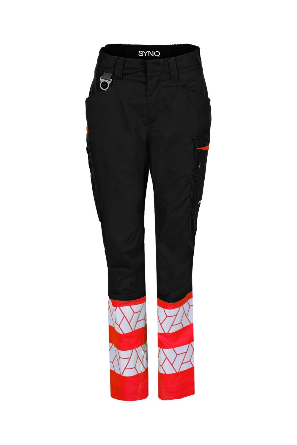 Pantalon HV polyester recyclé - coton femme Qlear rouge / noir