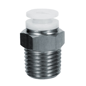 Piquage droit encliquetable pour tube mâle BSPT métrique inox poussoir blanc POM série KGH SMC