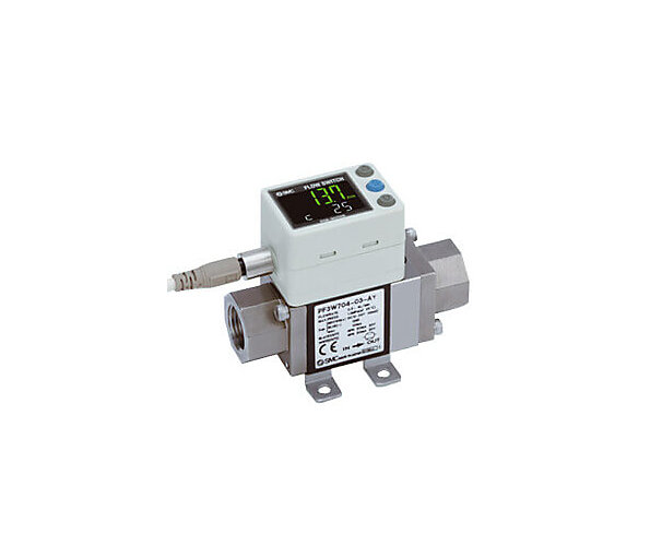 PF3W7, Débitmètre à affichage digital pour l'eau, Affichage tricolore, Capteur intégré SMC
