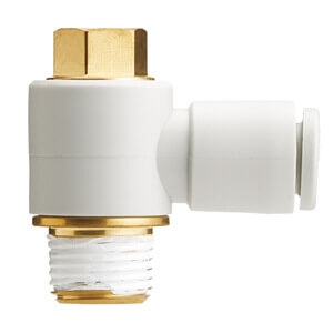 Banjo simple 90° encliquetable tube x mâle BSPT prétéflonné PBT laiton série KQ2V SMC