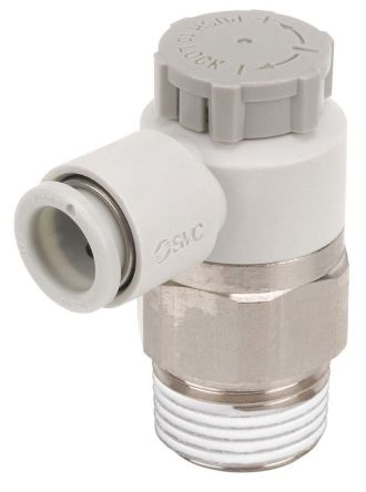  Limiteur de débit - Type coudé - Diamètre tube : 6 mm - 1/8" - PBT / Laiton - Série AS-1F-A 