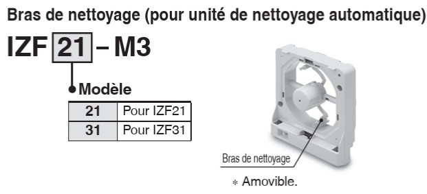 Bras de nettoyage pour unité de nettoyage automatique pour ioniseur type ventilateur série IZF31