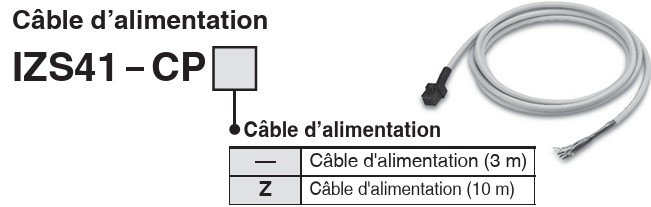 Câble d'alimentation pour ioniseur type barre séries compatible IZS41/42 série IZS41