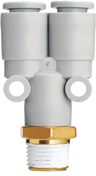 Y simple encliquetable pour tube x mâle BSPT prétéflonné PBT laiton nickelé série KQ2U SMC