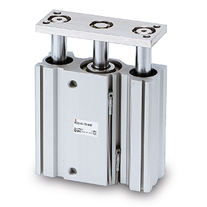 Vérin pneumatique compact diamètre 63 double effet tige guidée lisse amortissement pneumatique réglable série MGQM SMC