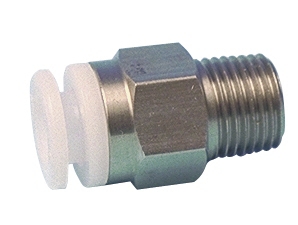 Piq droit encliquetable pr tube mâle BSPT métrique inox avec poussoir blanc POM série KGH SMC
