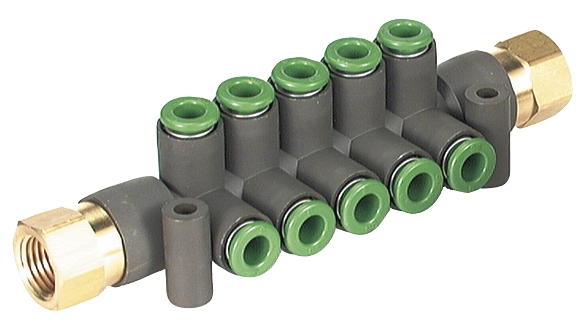 Bornier d'alimentation raccord encliquetable tube alim femelle BSPT laiton PBT série KM SMC