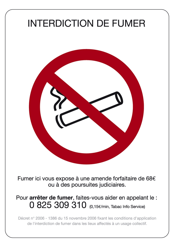 Panneau d'interdiction de fumer Novap
