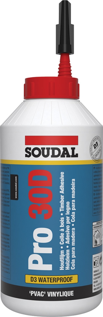 Colle à bois résistante à l'eau PRO 30D Soudal