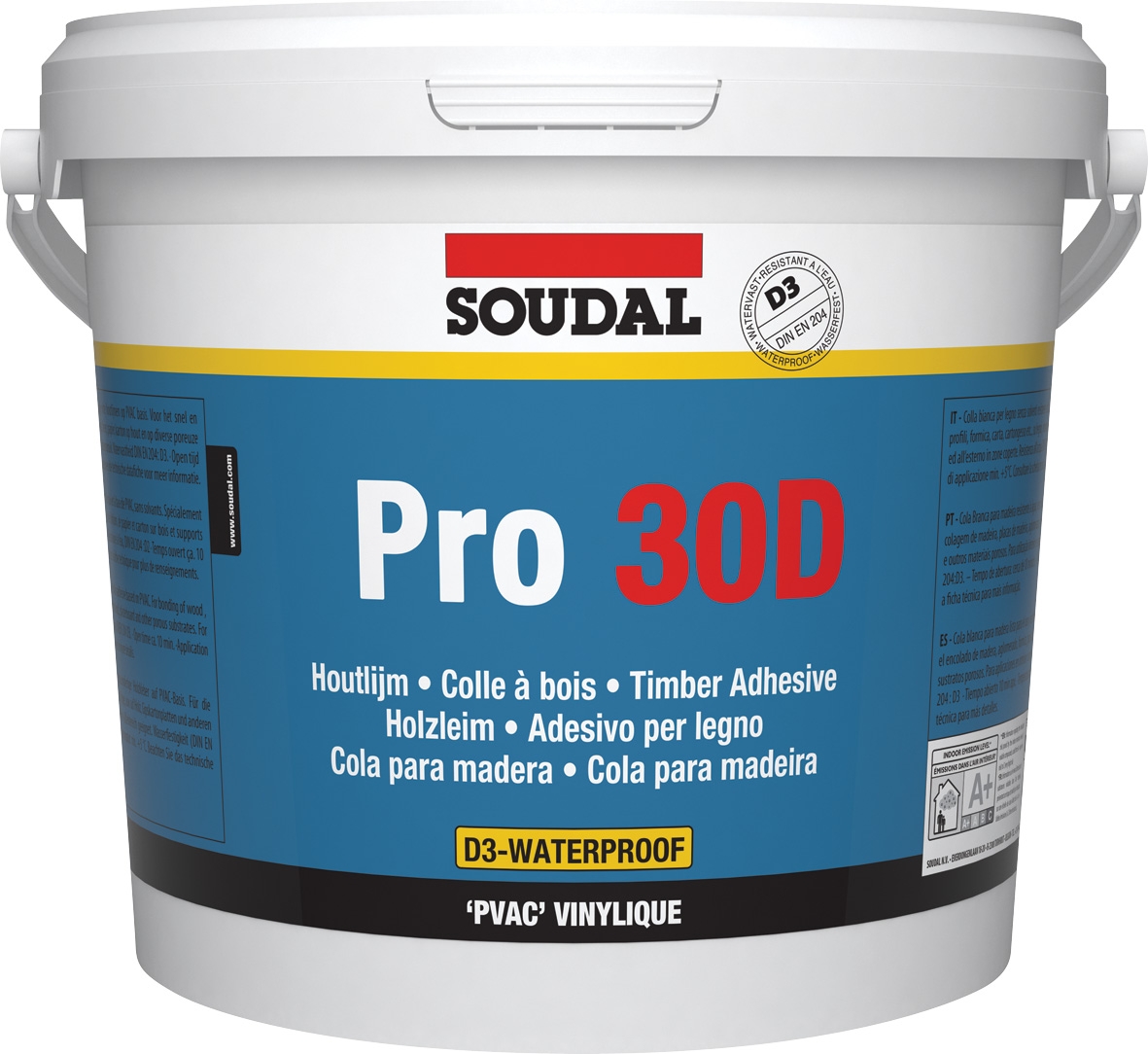 Colle vinylique PRO 30 D prise rapide de marque SOUDAL 750 ml - SANILANDES