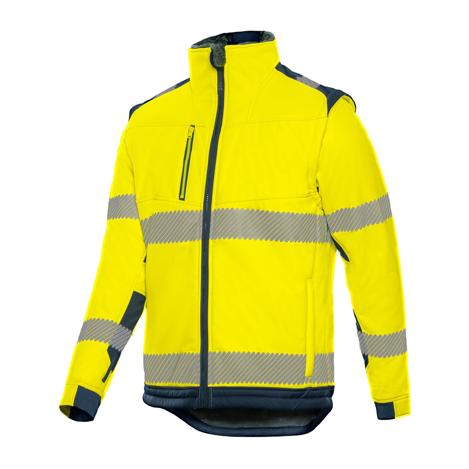 Veste Softshell HV polyester mixte Sherpa jaune / marine T2S