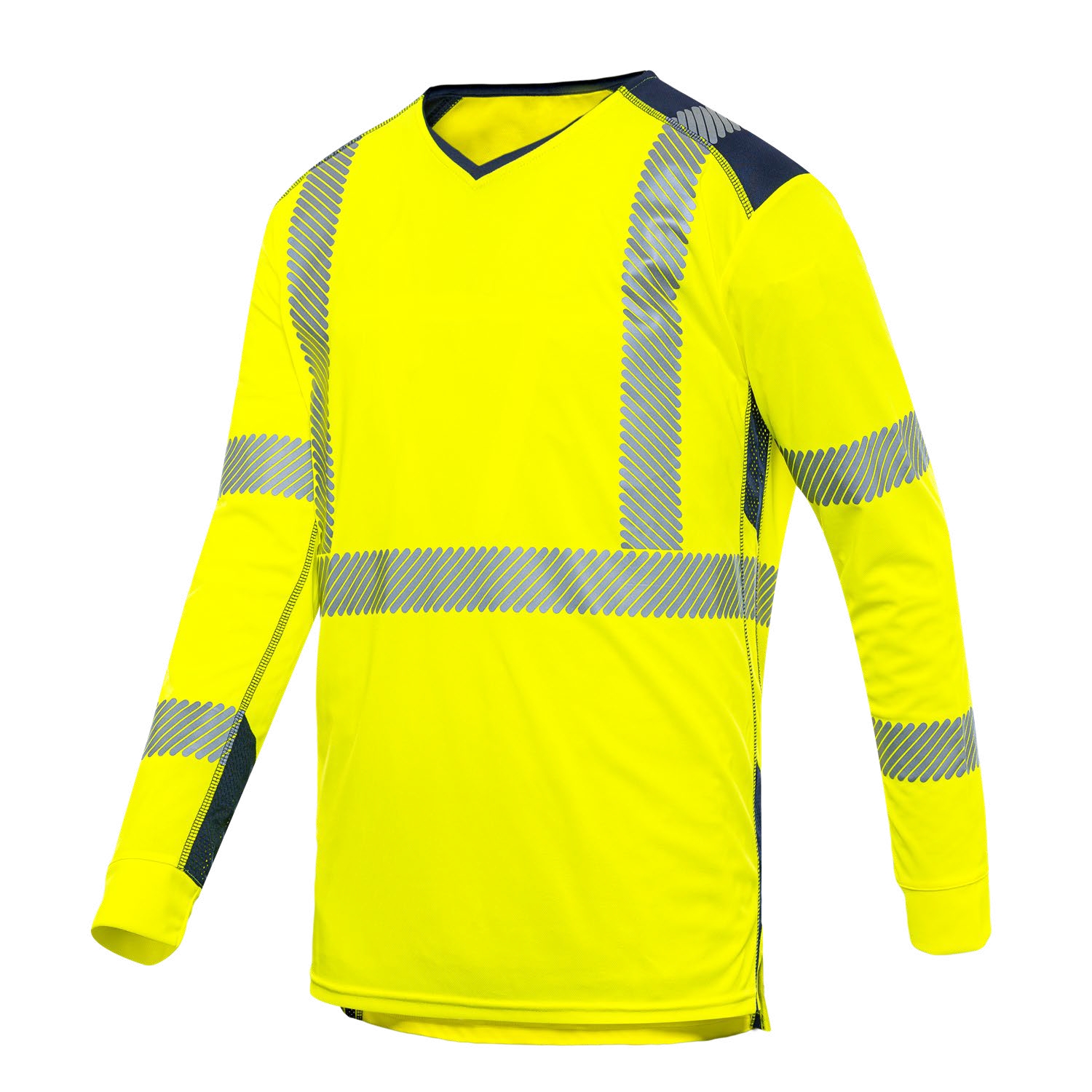 Tee-shirt HV thermorégulant 37.5 polyester homme Bélize manches longues jaune / marine T2S