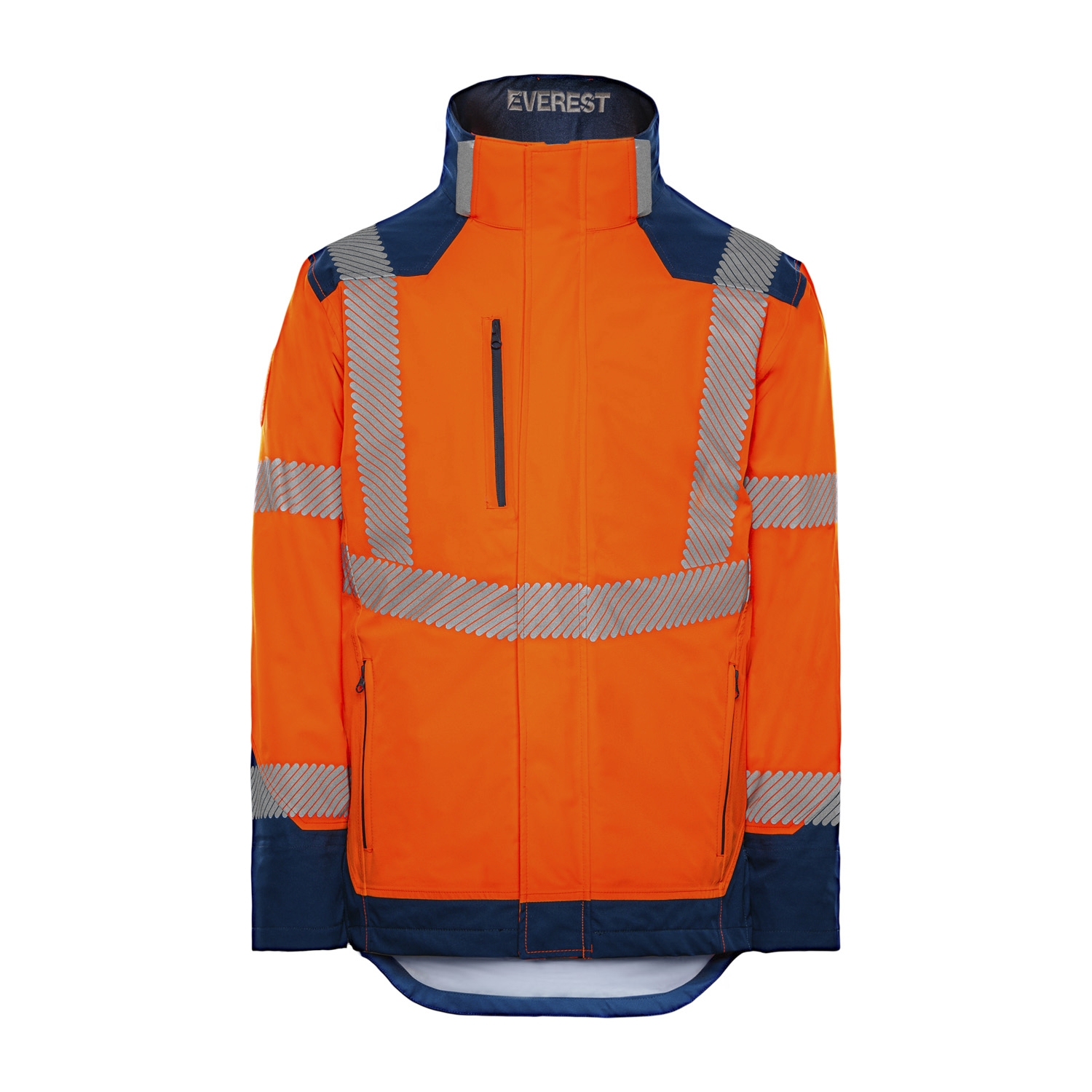 Veste de pluie HV polyester mixte Everest orange / marine T2S
