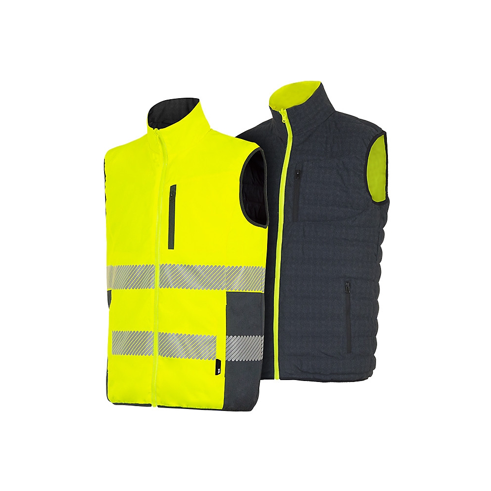 Gilet sans manches Nepal HV - Jaune fluo/Marine T2S | Mabéo Direct