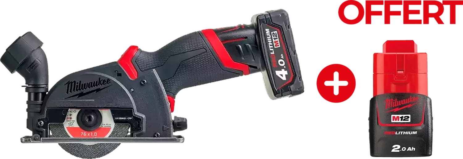 Meuleuse angulaire compacte M12 Fuel + Batterie 2.0 Ah offerte