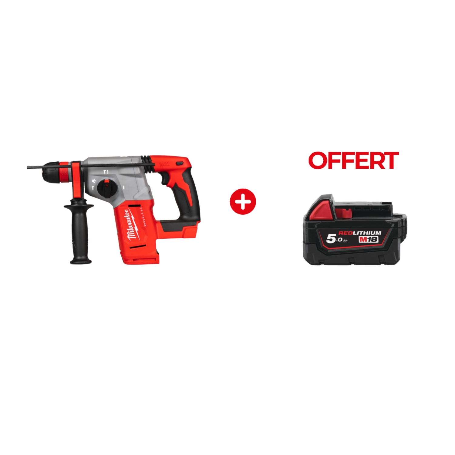 Perforateur brushless SDS-Plus 26 mm avec mandrin Fixtec 18V solo + Batterie Red Lithium 5.0 Ah