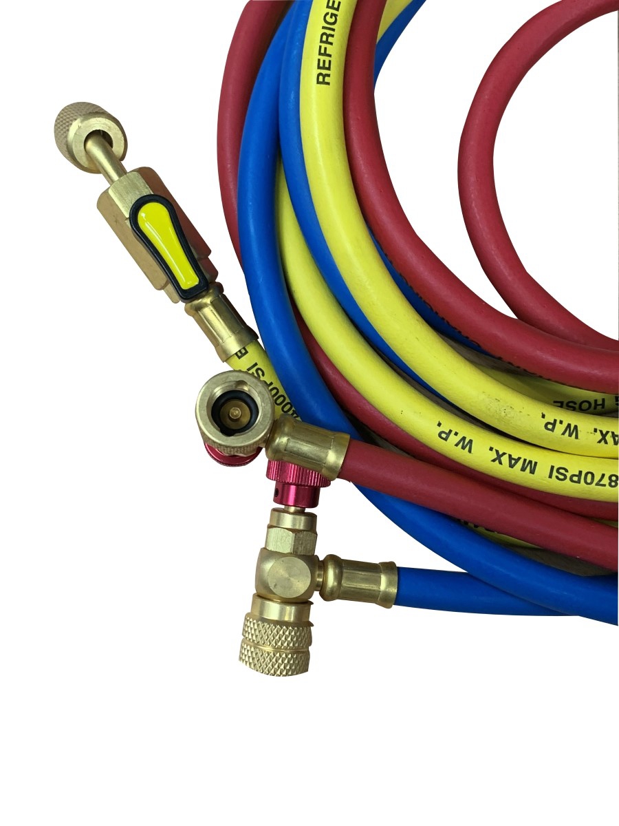 Lot 3 flexibles 180 cm 1/4"-5/16" rouge-jaune-bleu avec vannes Teddington