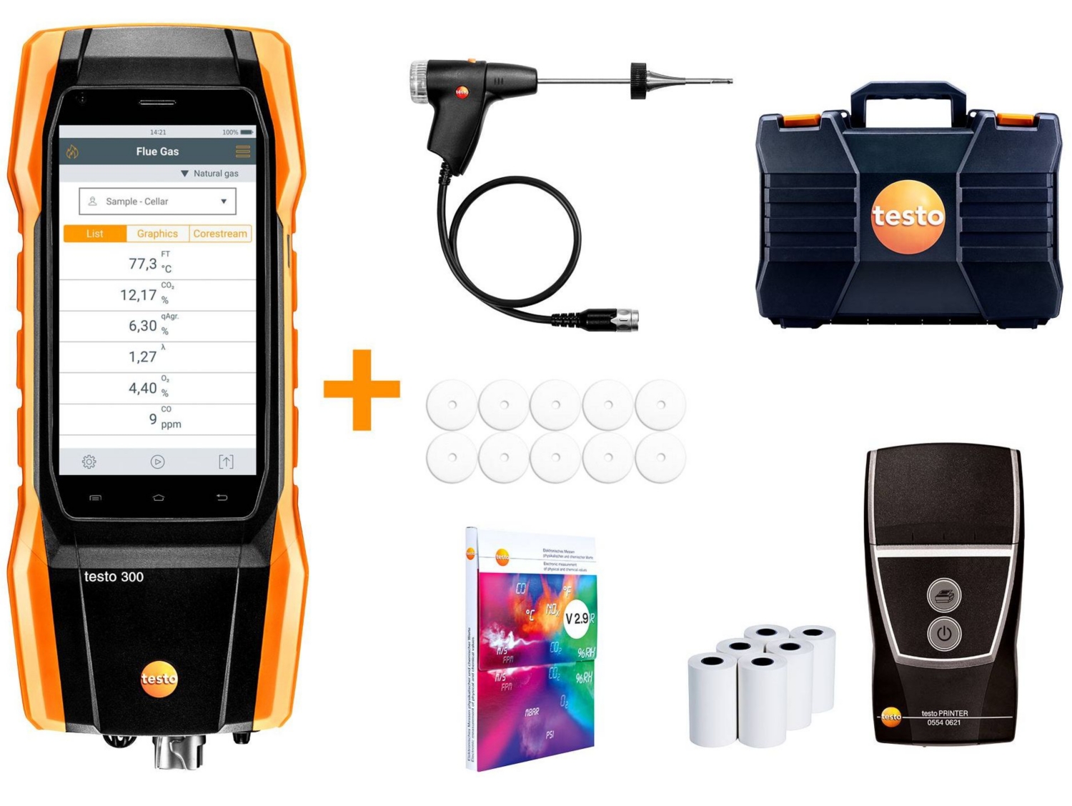 Testo 300 PREMIUM - lot analyseur de combustion + imprimante Testo