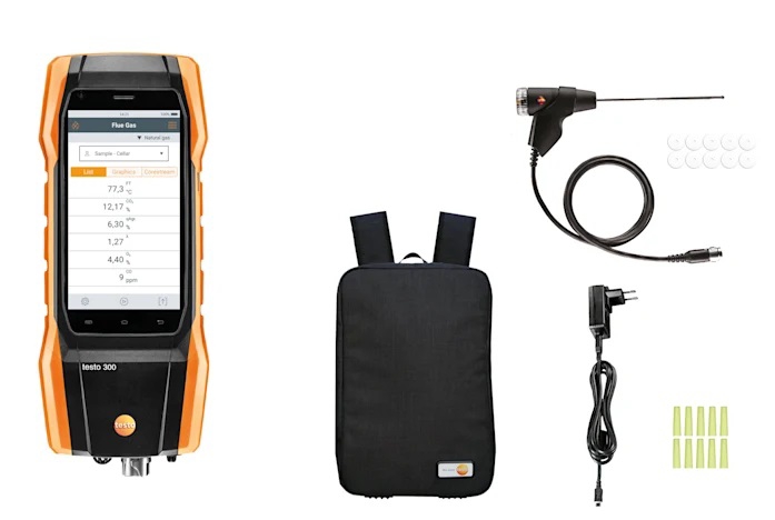 Testo 300 Initial - lot analyseur de combustion + connecteur Bluetooth et sac à dos Testo