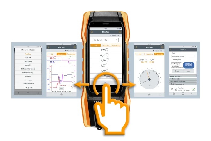 Testo 300 Initial - lot analyseur de combustion + connecteur Bluetooth et sac à dos Testo