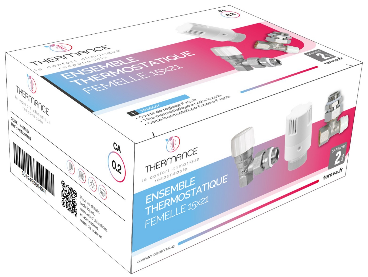 Ensemble Complet THERMOSTATIQUE 15x21 MF série fer