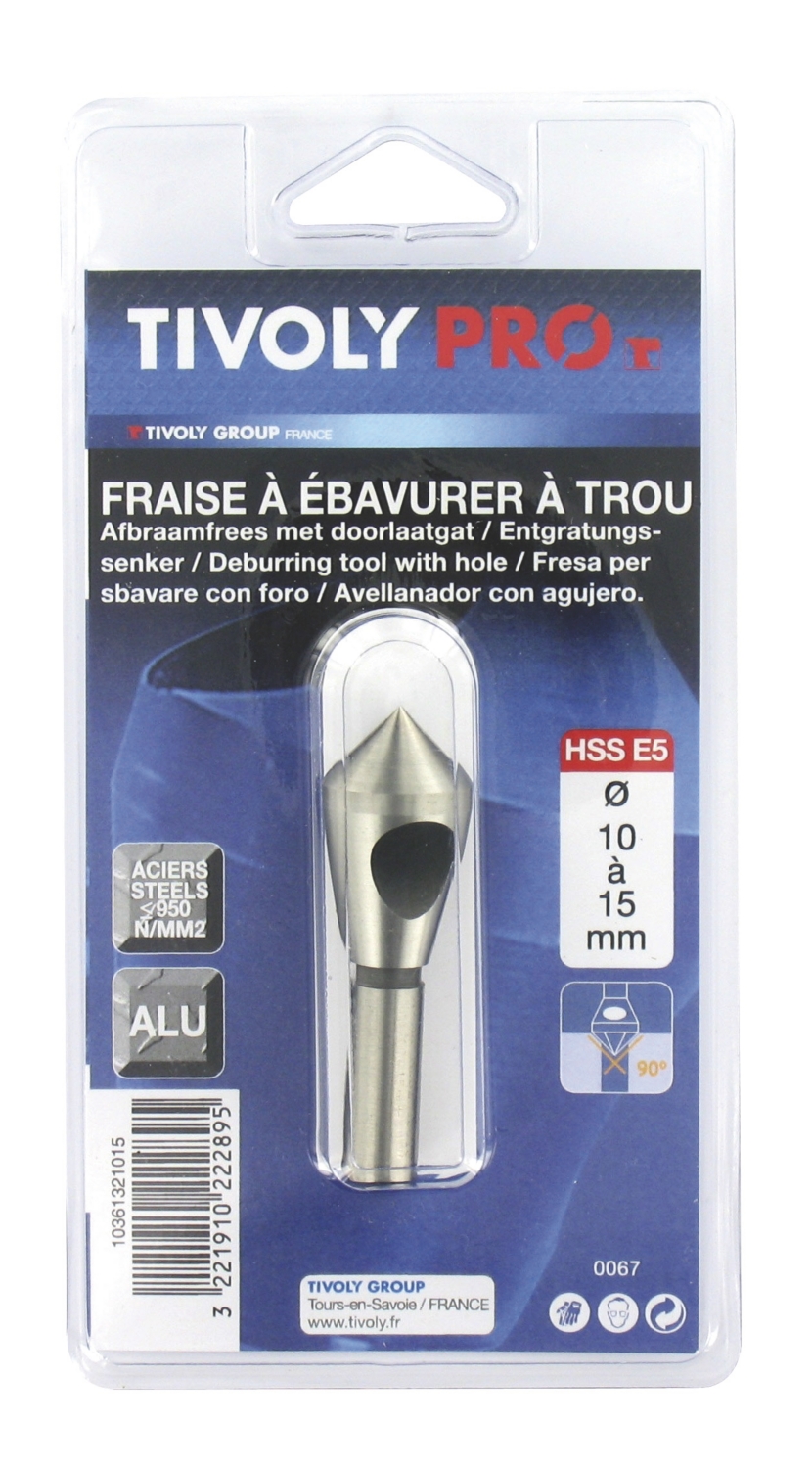 Fraise 90° queue cylindrique à ébavurer à trou Tivoly