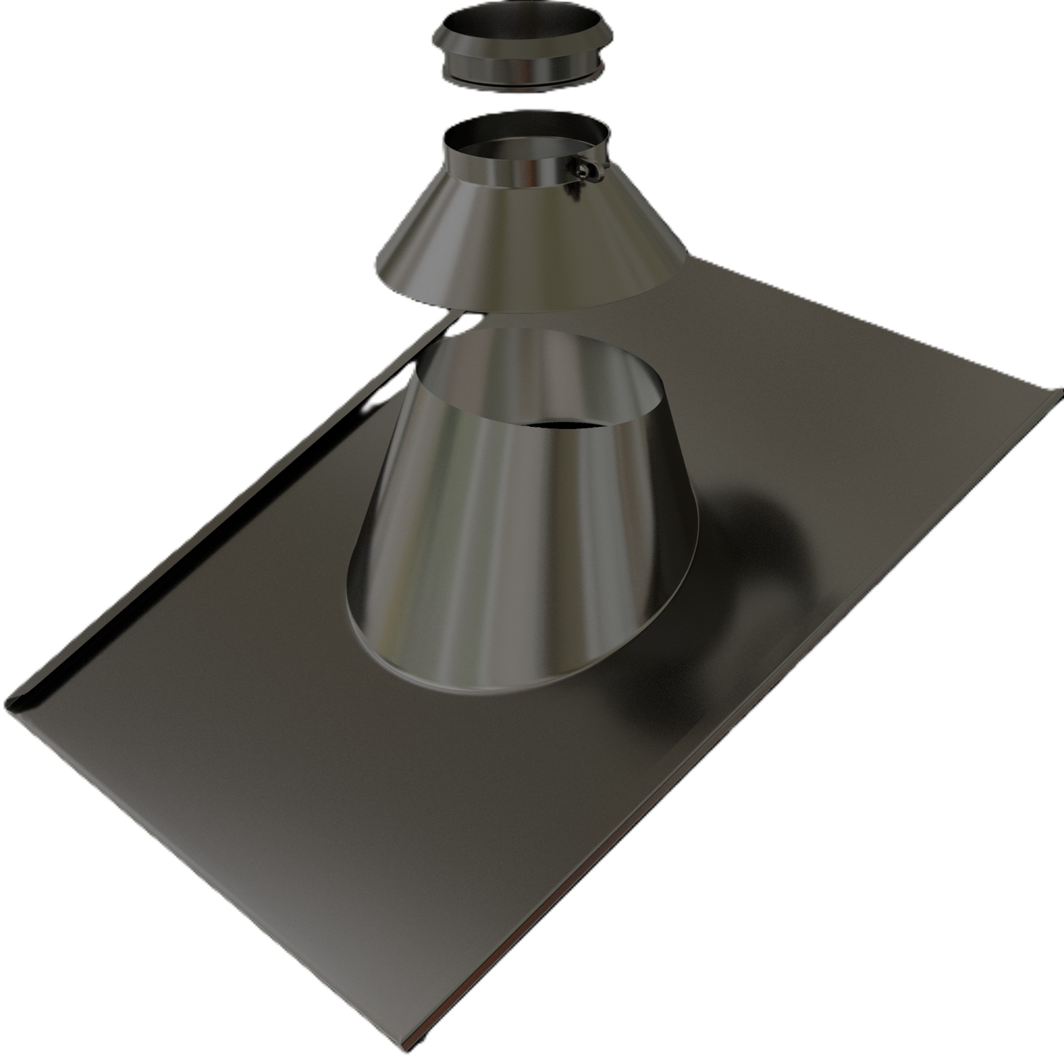 Solin inox 30° à 45° peint noir avec collet joint