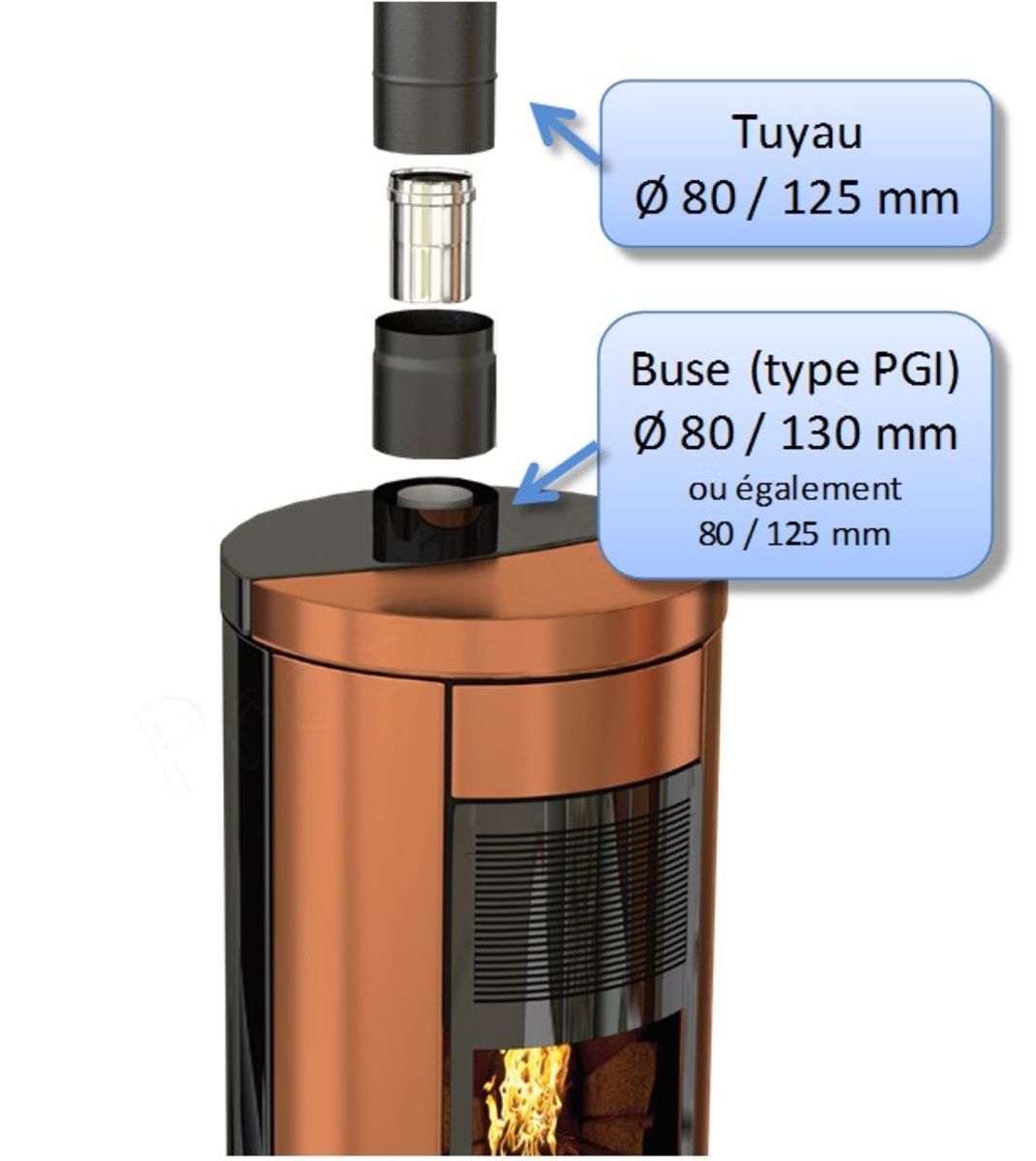  Adaptateur pour départ Ø 80/130 BIOTEN 