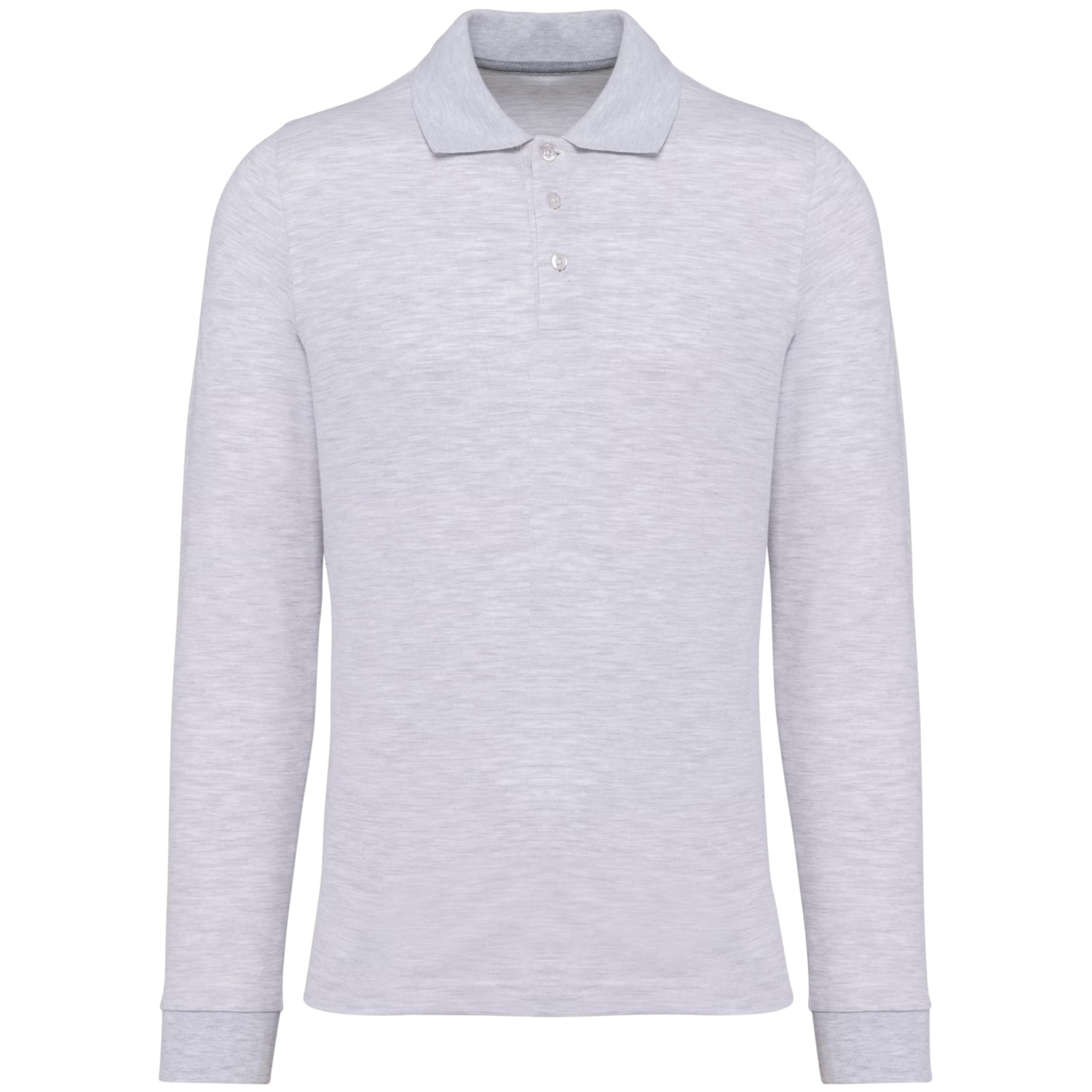 Polo coton homme K243C col manches longues gris chiné TopTex