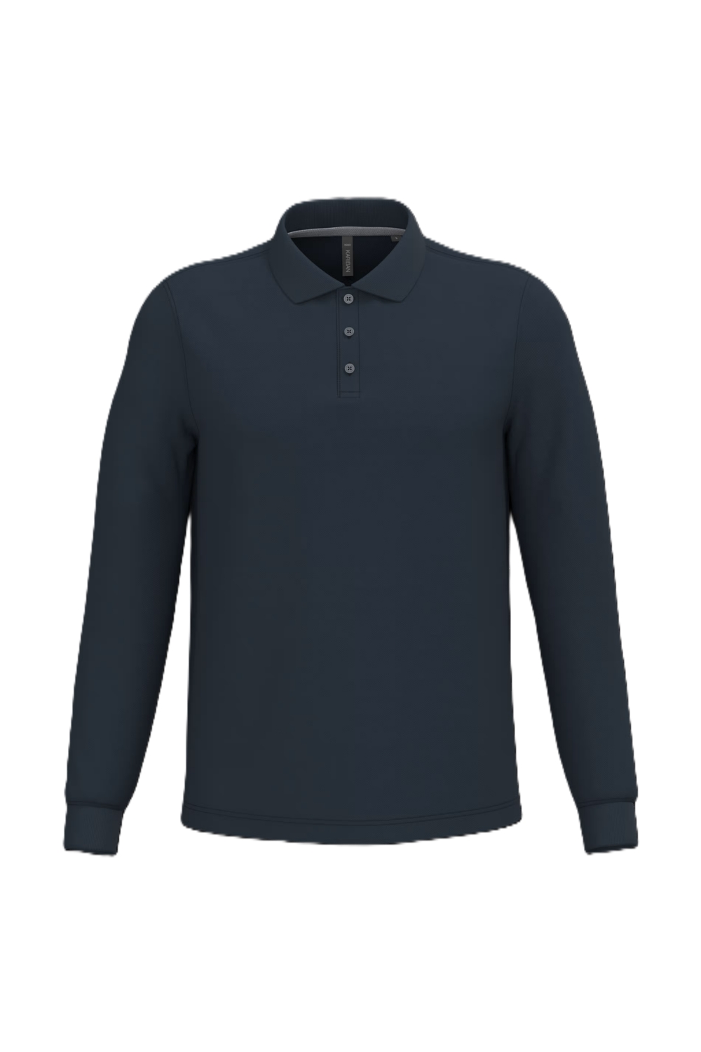Polo coton homme K243 col en bord-côte manches longues marine