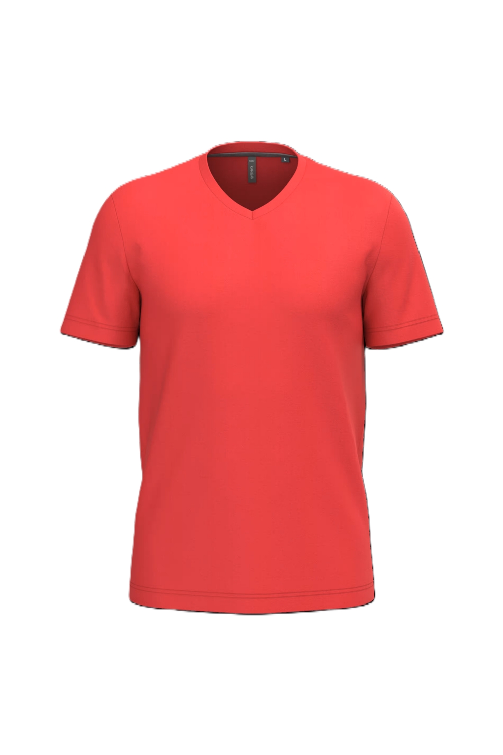 T-Shirt coton homme K357C col V manches courtes rouge