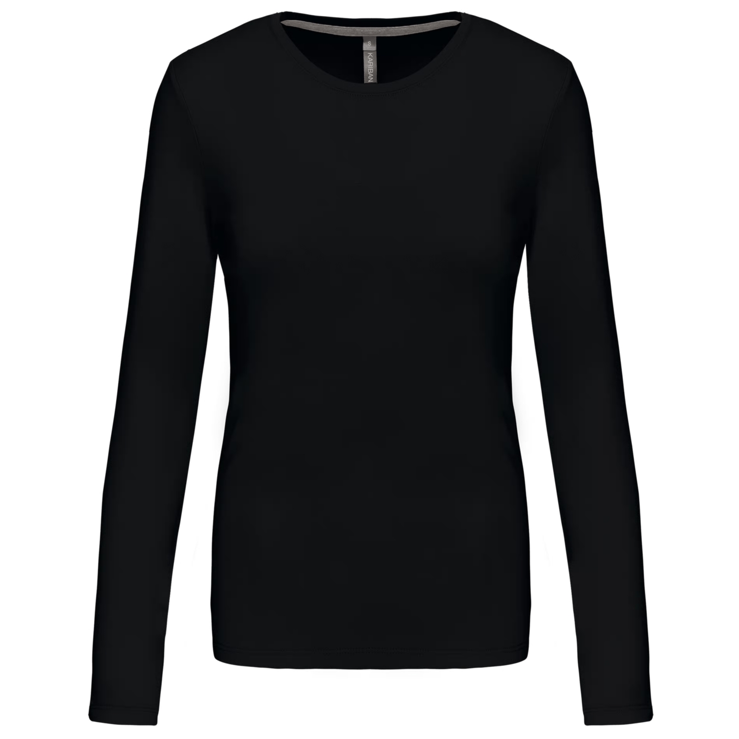 T-shirt coton femme K383C col rond manches longues noir TopTex
