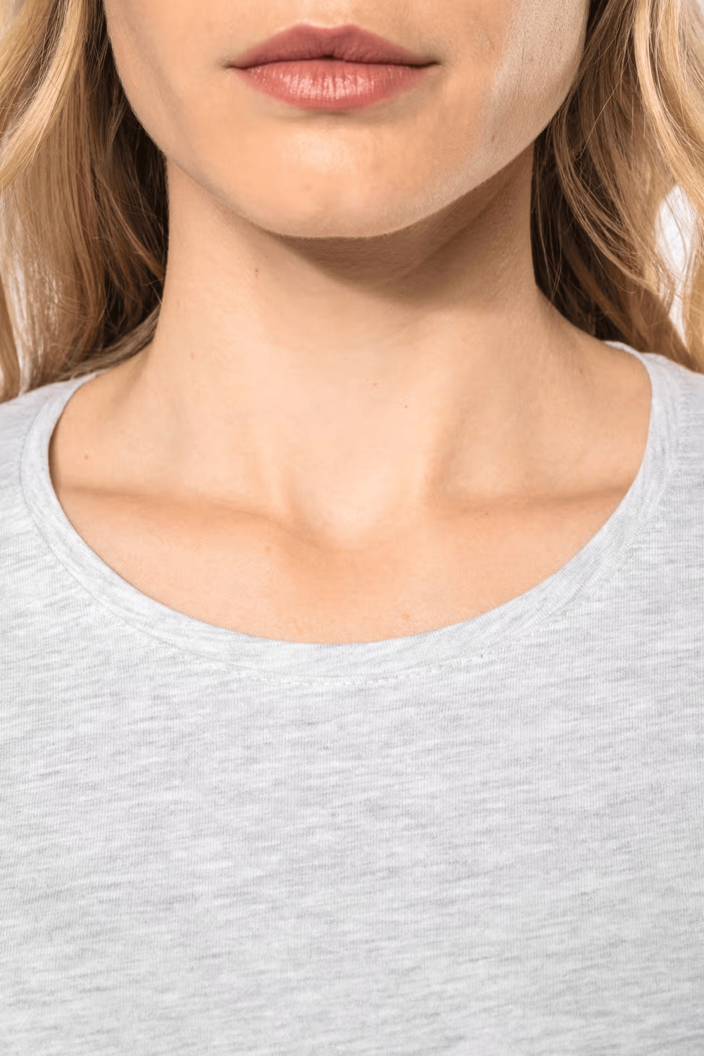 T-shirt coton femme K383C col rond manches longues gris chiné TopTex